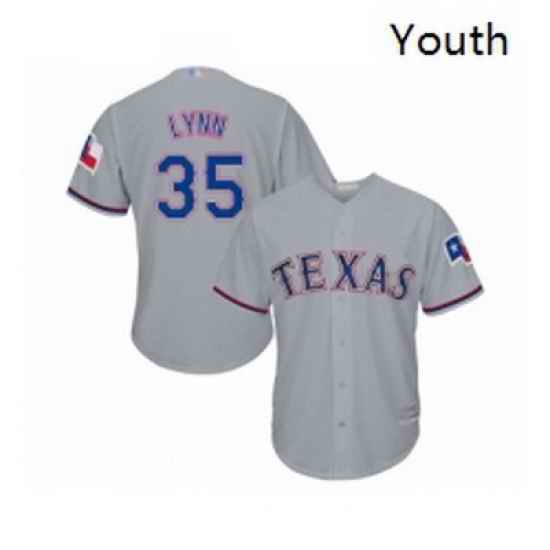 Youth Texas Rangers 35 Lance Lynn Replica Grey Road Cool Base Baseball Jersey